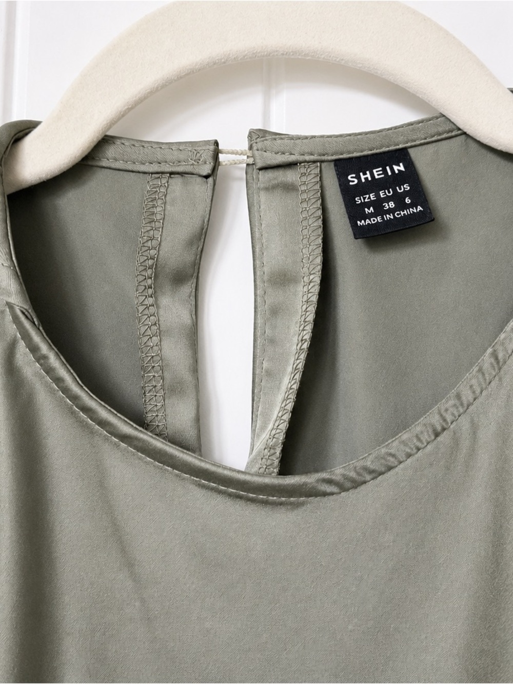 SHEIN Satin Maxi Dress Sage Green High Neck Sleeveless Slip Dress Size M - Picture 7 of 13